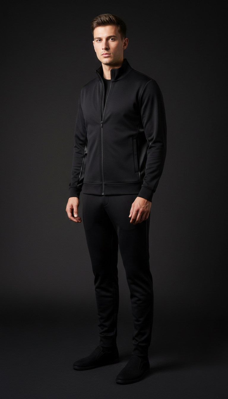 Men's Noir Black Tailored Tracksuit