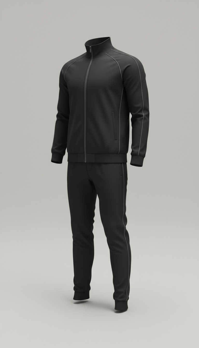 Black Tracksuit Jacket with Precision Zipper