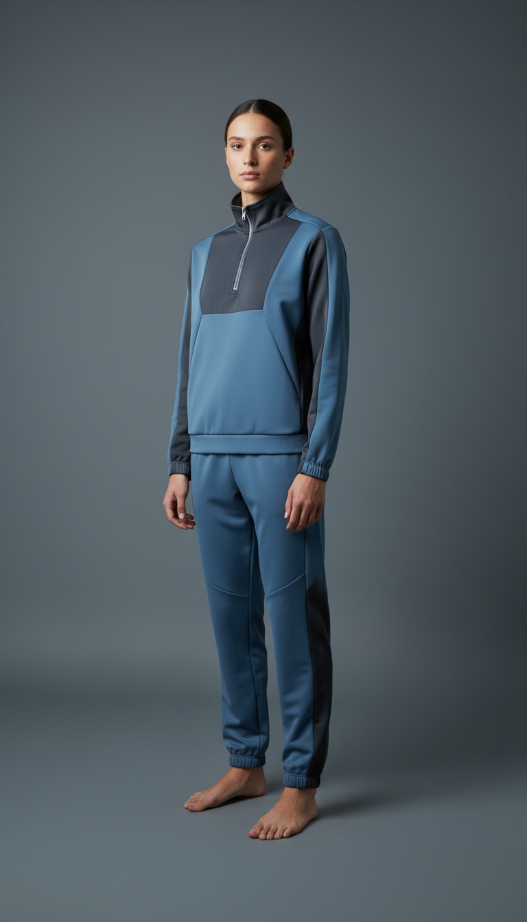 Unisex Steel Blue Panel Track Top & Pants